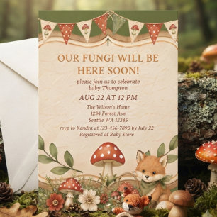 Paddenstoel Bos Vos Jongens Baby Shower Kaart