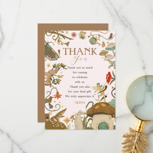 Paddenstoel Bossenfee Bedankkaart (Voorkant / Achterkant in situ)