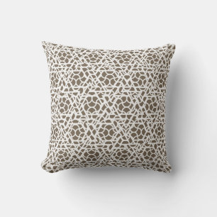 Paddenstoel Brown en White Ziggy Pattern Kussen