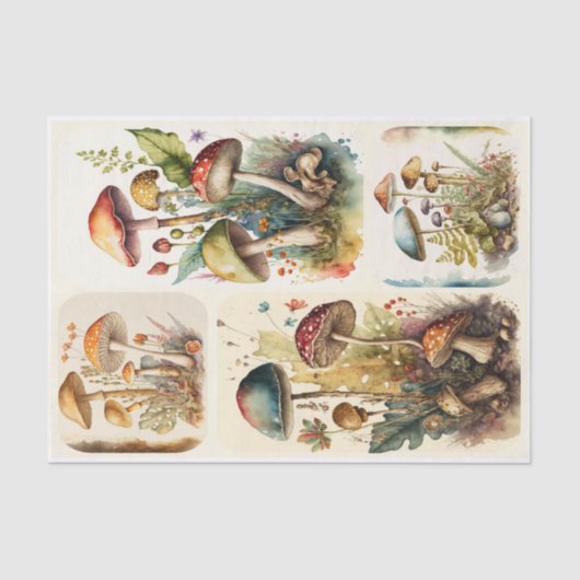 paddenstoel Collage Tissuepapier (Voorkant)