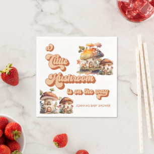 Paddenstoel   Cute Watercolor Baby shower Servet