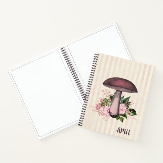  paddenstoel en Floral monogram Notitieboek (Binnen)
