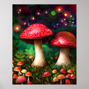 Paddenstoel Enchanted Forest Fantasy Sparkle Poster