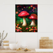 Paddenstoel Enchanted Forest Fantasy Sparkle Poster (Keuken)