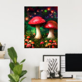 Paddenstoel Enchanted Forest Fantasy Sparkle Poster (Thuiskantoor)