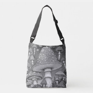 Paddenstoel hoog in de lucht op een schouder crossbody tas