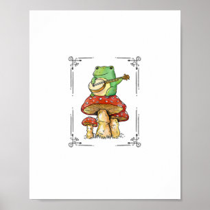 Paddenstoel Kikker Goblincore Mycologie Artistiek Poster
