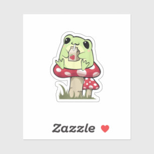 Paddenstoel Kikker Goblincore Mycologie Creatieve  Sticker