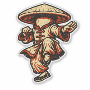 Paddenstoel Kung Fu Meester — Vintage Retro Martia Sticker