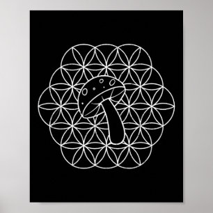 Paddenstoel Mandala Heilige Geometrie Mycologie Sc Poster