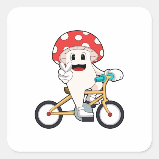 Paddenstoel met Bicycle.PNG Vierkante Sticker (Voorkant)