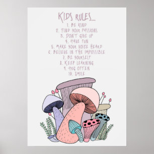 paddenstoel paddenstoel en Kinder regels Poster