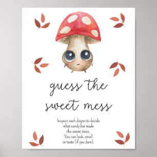 Paddenstoel - raad de zoete troep baby shower poster