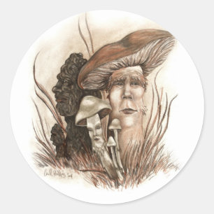 Paddenstoel Ronde Sticker