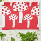 Paddenstoel rood wit paddenstoel theedoek (Gevouwen)