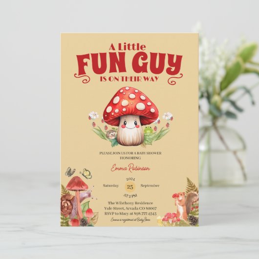 Paddenstoel Snail Woodland Herfst baby shower Cust Kaart (Staand voorkant)