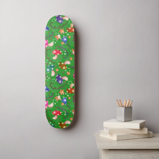 Paddenstoel sprookjesregenboog skateboard (Muurkunst)