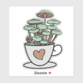 Paddenstoel theeltje/koffiebeker sticker (Vel)