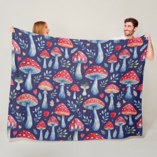 Paddenstoel verhaal in waterverf patroon kussenslo fleece deken