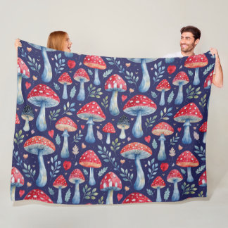 Paddenstoel verhaal in waterverf patroon kussenslo fleece deken
