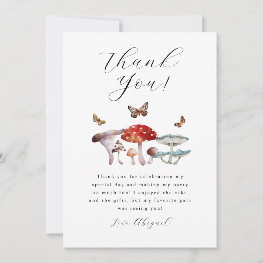 Paddenstoel Verjaardagsfeestje Bedankkaart (Voorkant)