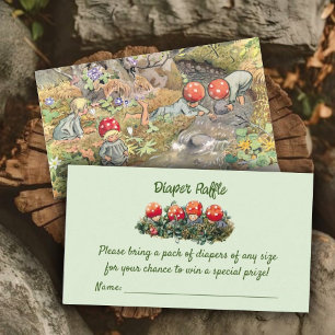 Paddenstoel Woodland Frog Baby shower Luier Raffle Informatiekaartje