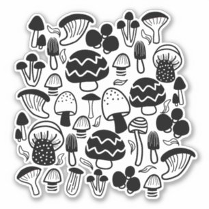 paddenstoel zwart sticker