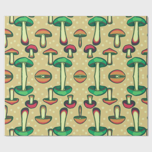 Paddenstoelachtergrond Cadeaupapier (Vlak)