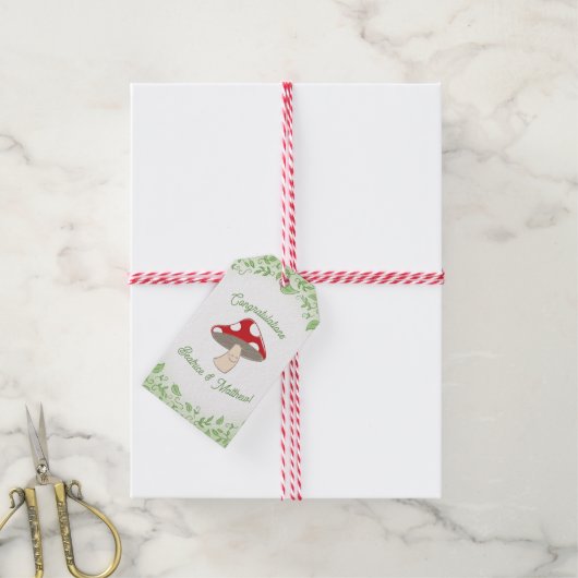 PaddenstoelBaby shower Cadeaulabel (Met Touw)