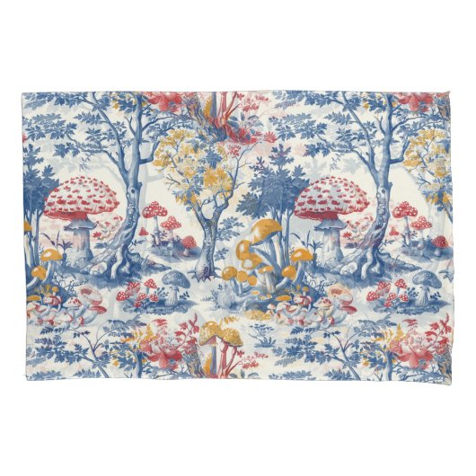 Paddenstoelbos in Toile De Jouy Kussensloop (Voorkant)