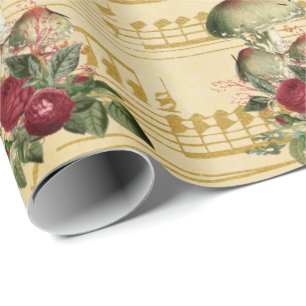 Paddenstoelen Antiek Peony Paarse Song Muzieknoten Cadeaupapier