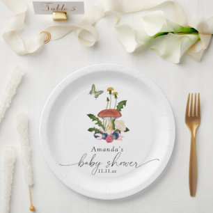 Paddenstoelen babyshower papieren bordje