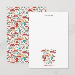 Paddenstoelen & Bloemen Mid Century Modern Custom  Bedankkaart