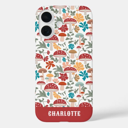 Paddenstoelen & Bloemen Mid Century Modern Custom Case-Mate iPhone Case (Achterkant)