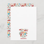 Paddenstoelen & Bloemen Mid Century Modern Custom  Notitiekaartje (Voorkant / Achterkant)