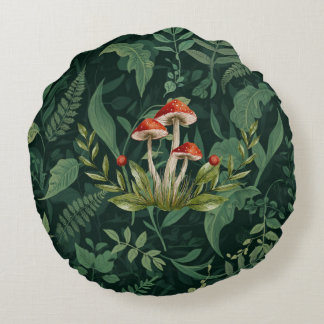 Paddenstoelen Bos Sherpa Fleece Deken | Botanisch Rond Kussen