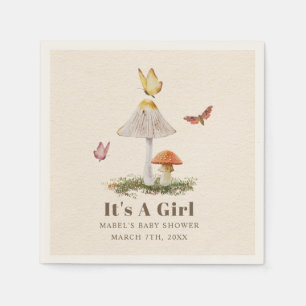paddenstoelen Butterflies Woodland Girl Baby showe Servet