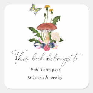 Paddenstoelen - dit boek is van vierkante sticker