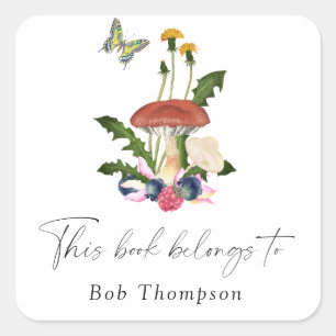 Paddenstoelen - dit boek is van vierkante sticker