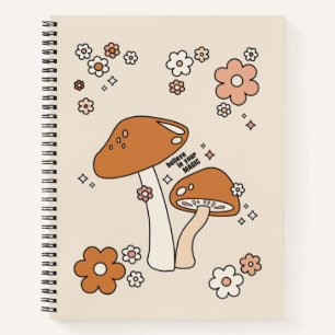 Paddenstoelen en bloemen aartafels beige retro 70' notitieboek