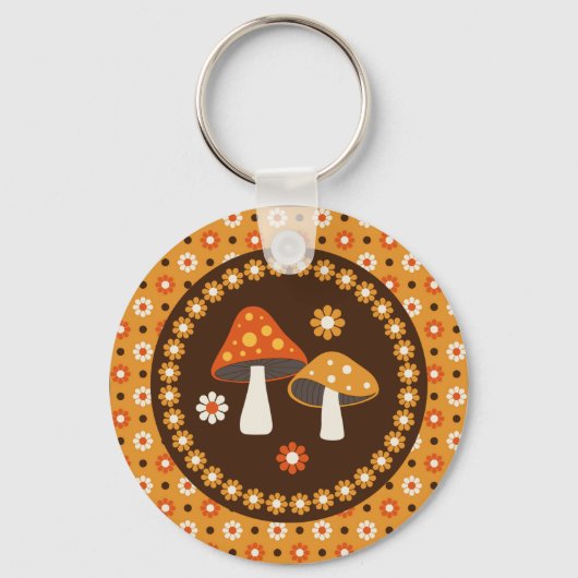 Paddenstoelen en bloemen, met zoete retro sleutelhanger (Voorkant)