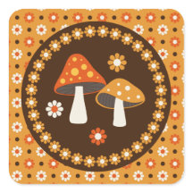 Paddenstoelen en bloemen, met zoete retro