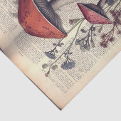 Paddenstoelen en bloemen op boek tekst illustratie tissuepapier (Detail)