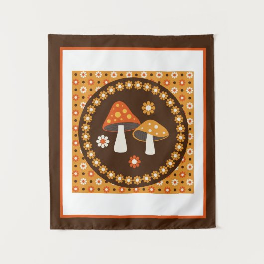 Paddenstoelen en bloemen, zoet, Poster Wandkleed (Voorkant)