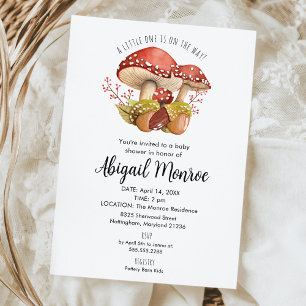 Paddenstoelen en eikels Baby shower Kaart