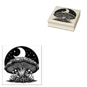 Paddenstoelen en Moon Rubber Stamp Rubberstempel (Gestempeld)
