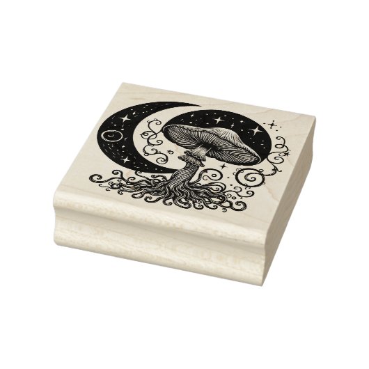 Paddenstoelen en Moon Rubber Stamp Rubberstempel (Stempel)