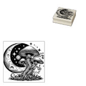 Paddenstoelen en Moon Rubber Stamp Rubberstempel (Gestempeld)