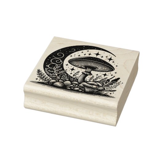 Paddenstoelen en Moon Rubber Stamp Rubberstempel (Stempel)