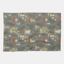 Paddenstoelen en varens keukendoek met leuk patroo theedoek